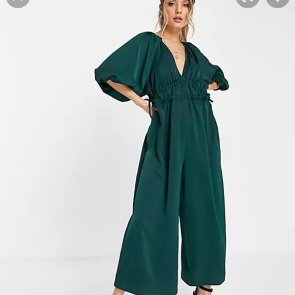 Asos Design plunge neck drawstring waist jumpsuit nwt - Picture 3 of 3